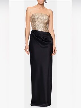 Betsy Adam Strapless Sequin Gown Maxi Dress Size 8